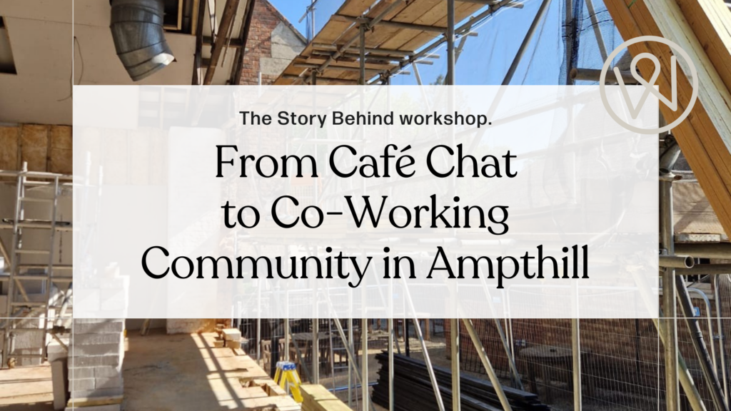 Blog cover image depicting the transition from casual café conversations to a vibrant co-working community in Ampthill.